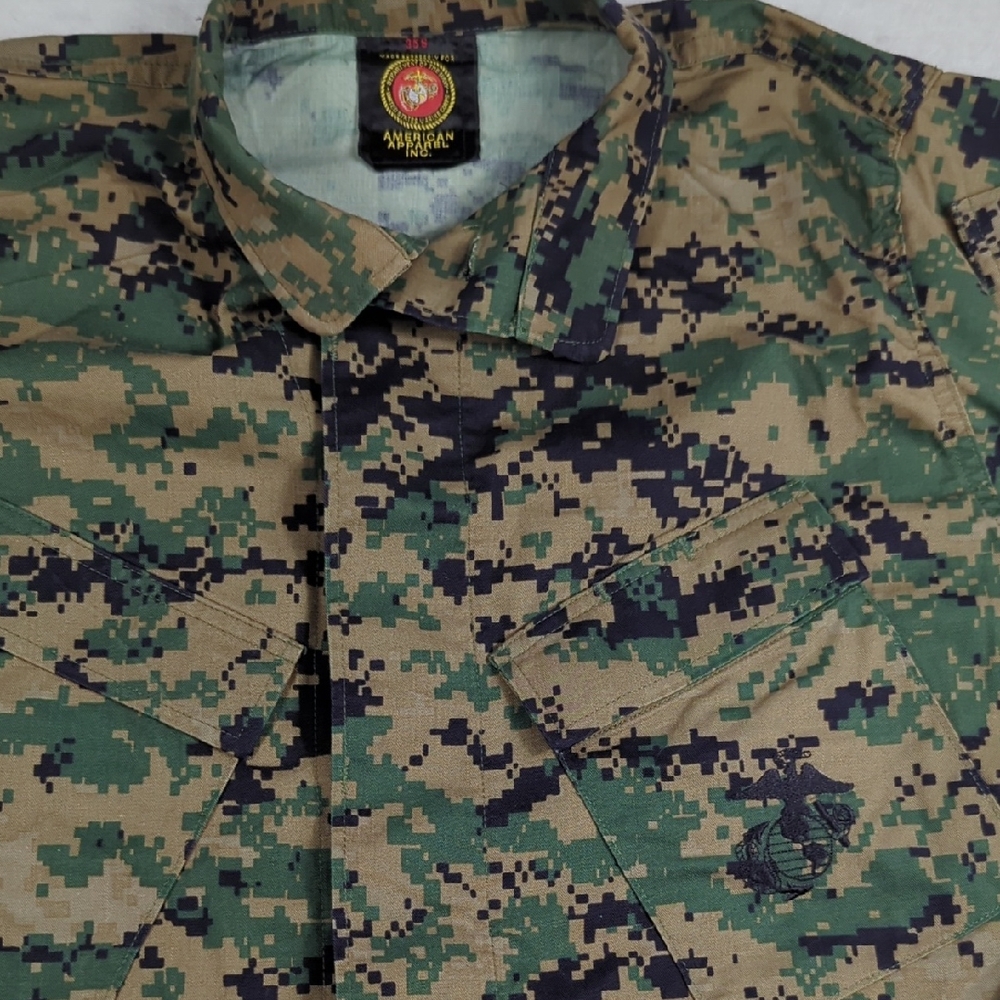 American Apparel Co US Marine Corps Size 35 Short Blouse Woodland Marpat Camo